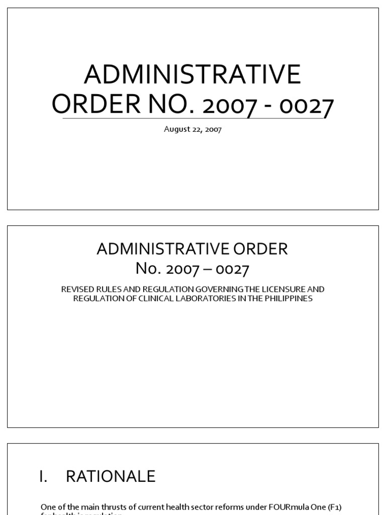 F. Clinical Laboratory Laws (AO 2007-0027) | PDF | Pathology | Medical ...