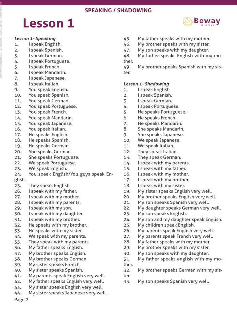 3 Speaking Shadowing 1 Pdf Linguistics Languages