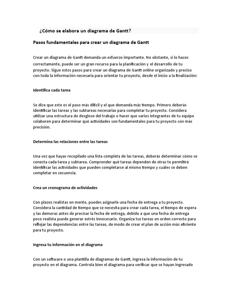 Como Se Elabora Un Diagrama de Gantt | PDF | Informática