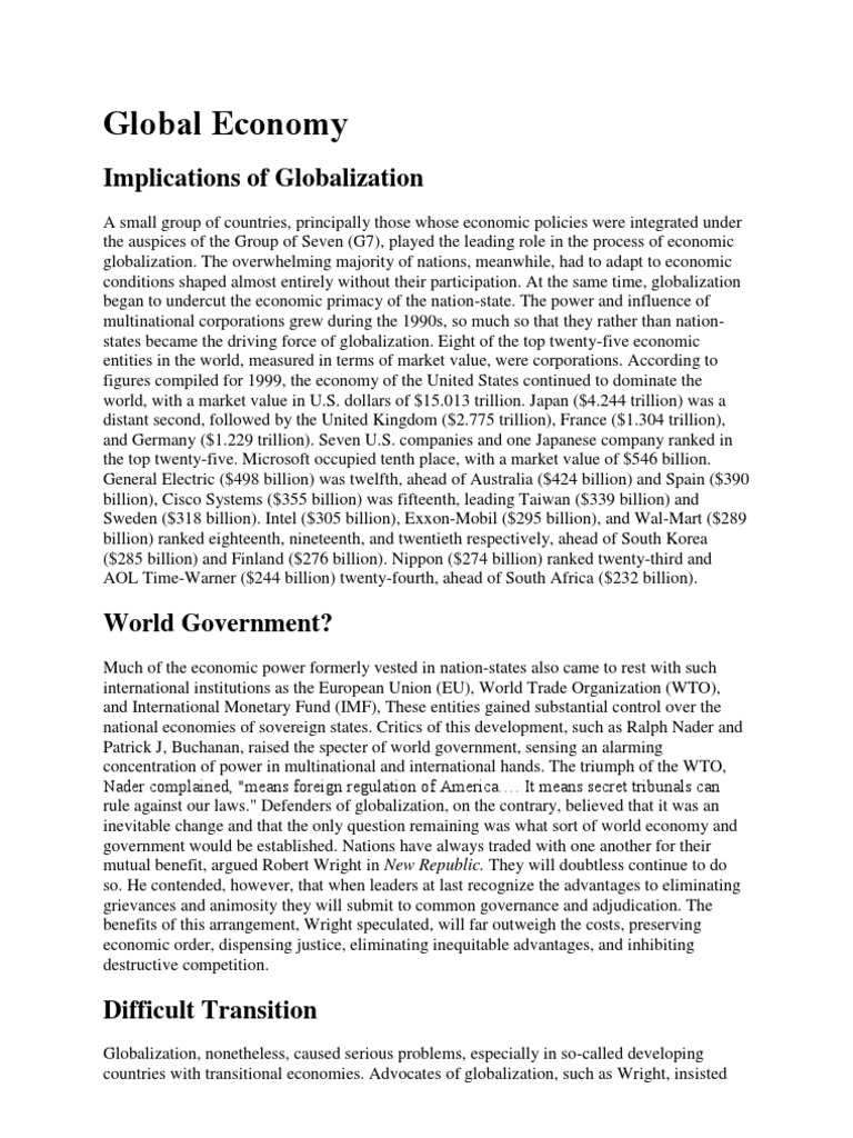 Globalization's Impact on Economies | PDF | North American Free Trade ...