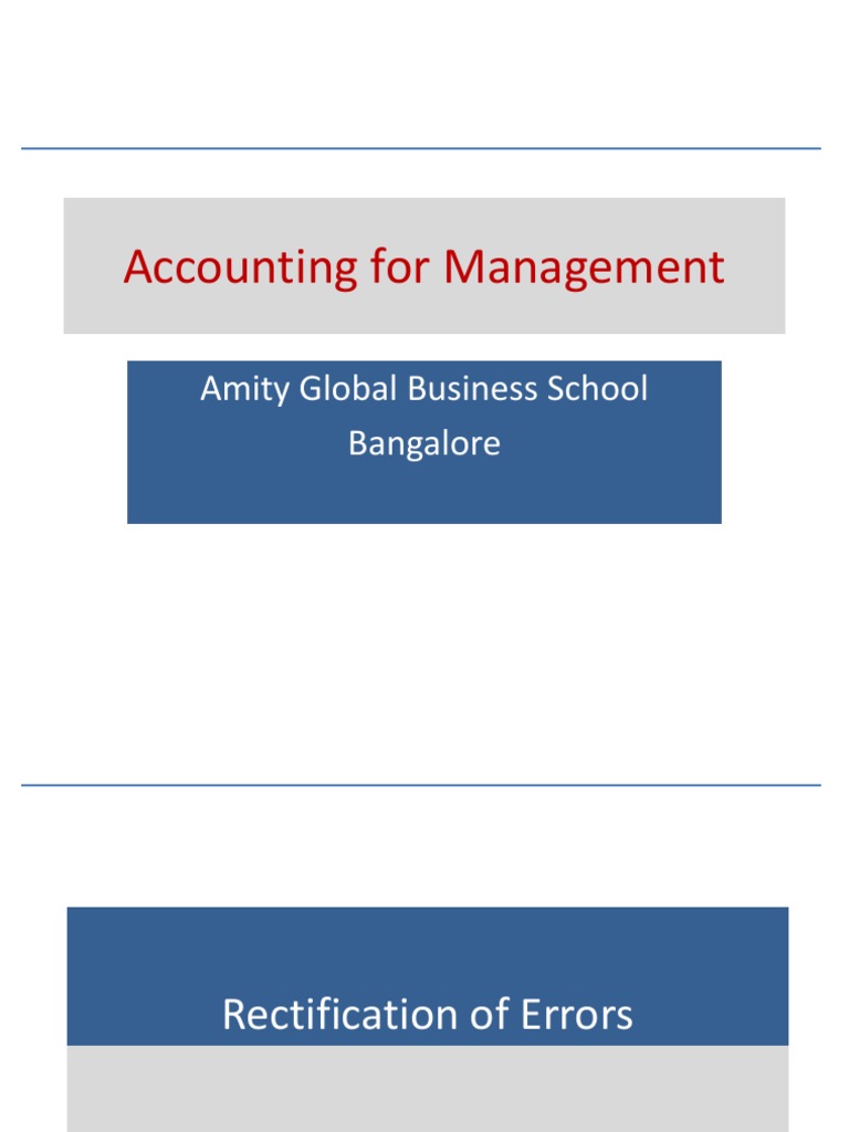 Rectification of Errors in Accounting | PDF | Debits And Credits ...