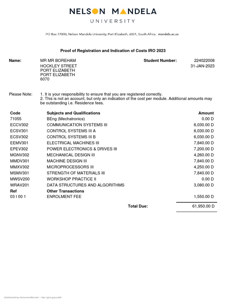 Registration Proof and Cost Summary 2023 | PDF | Computer Engineering ...