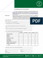 Recommendation Form Graduate School and College of Medicine