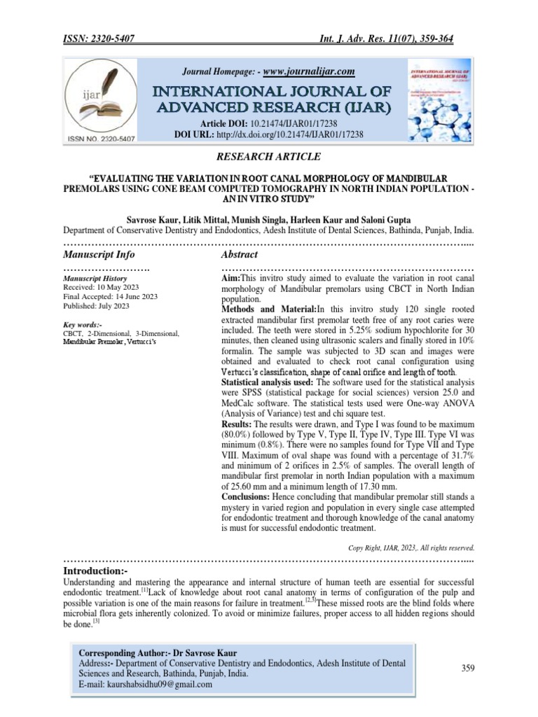 Journal Homepage Introduction PDF Dentistry Radiography