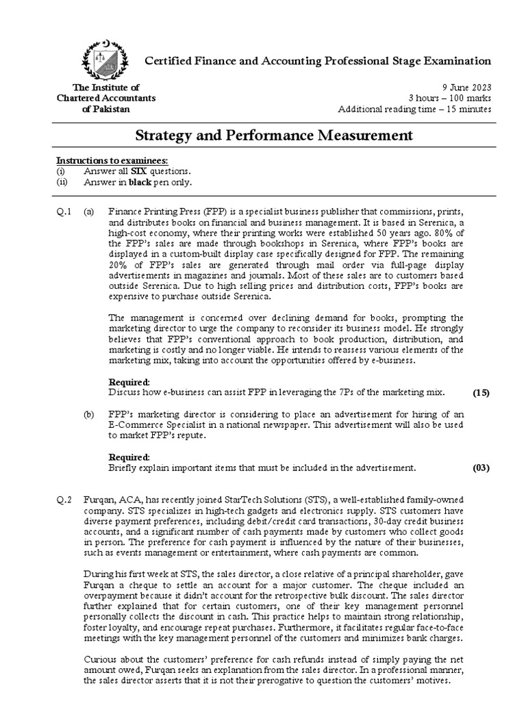 Cfap 3 spm summer 2023 pdf marketing cash