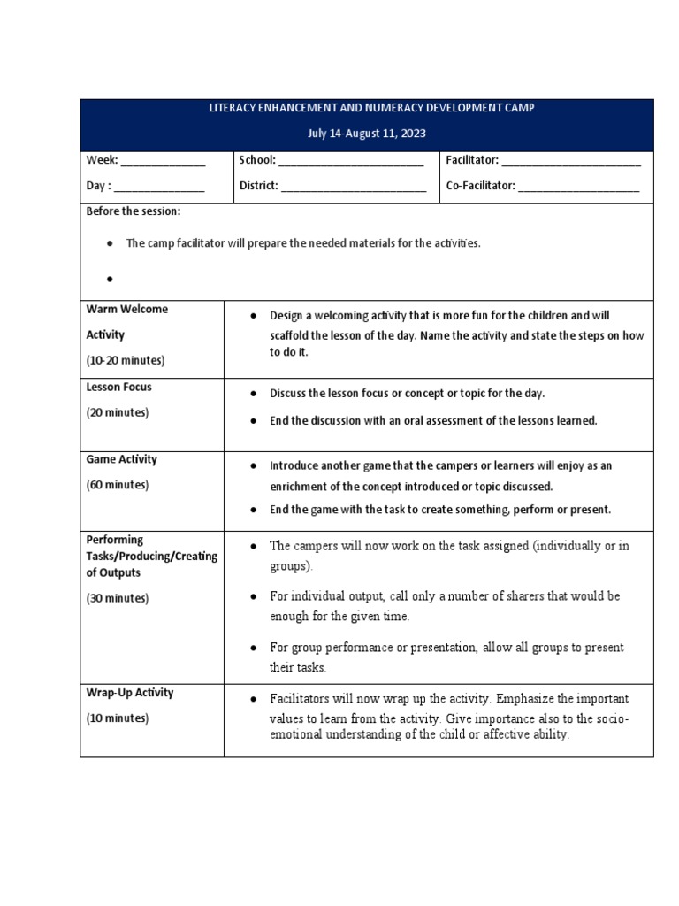 Session-Guide-Litnum Camp | PDF | Intelligence | Psychology