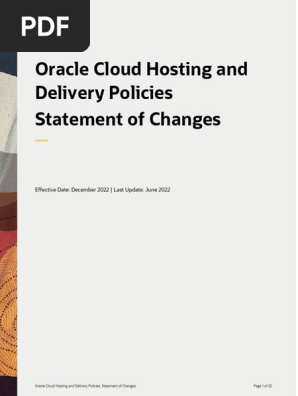 Oracle Cloud Hosting and Delivery Policies - Statement of Changes