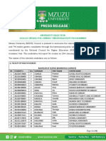 MZUNI Press Release For The 2022 - 23 Harmonised PUS by NCHE 17.07.23