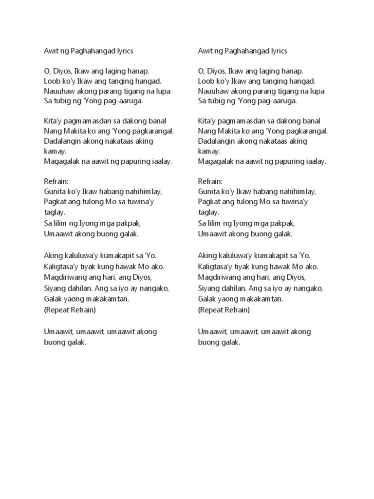 Awit Ng Paghahangad | PDF