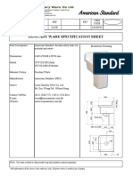 Sanitary Ware Specification Sheet: The Waste Is Fitted To 40mm Bottle Trap Which Shall Be Ordered Separately