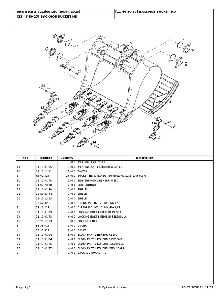 Backhoe Bucket R9100 | PDF