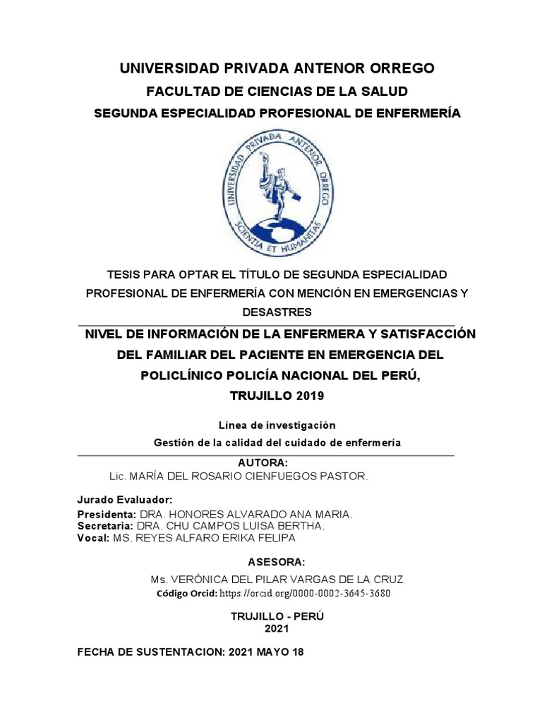 Antecedente 1 Tesis Upao | PDF | Enfermería | Amor