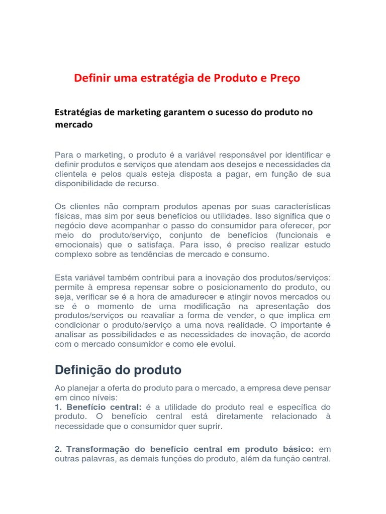 Estratégias de Produto e Preço em Marketing | PDF | Marketing | Demanda