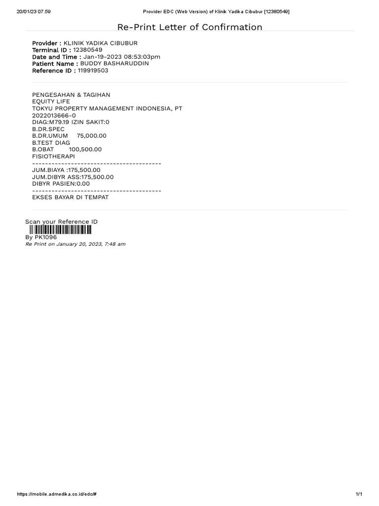 Patient Billing Confirmation | PDF