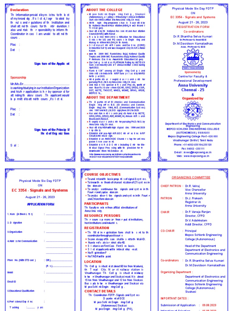 FDTP on Signals and Systems - EC 3354 | PDF | Electronic Engineering ...