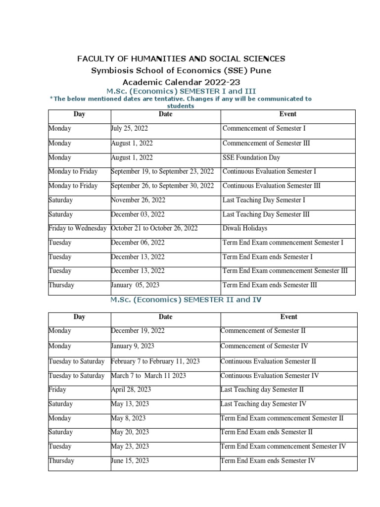 M SC Academic Calendar 2223 PDF Academic Term