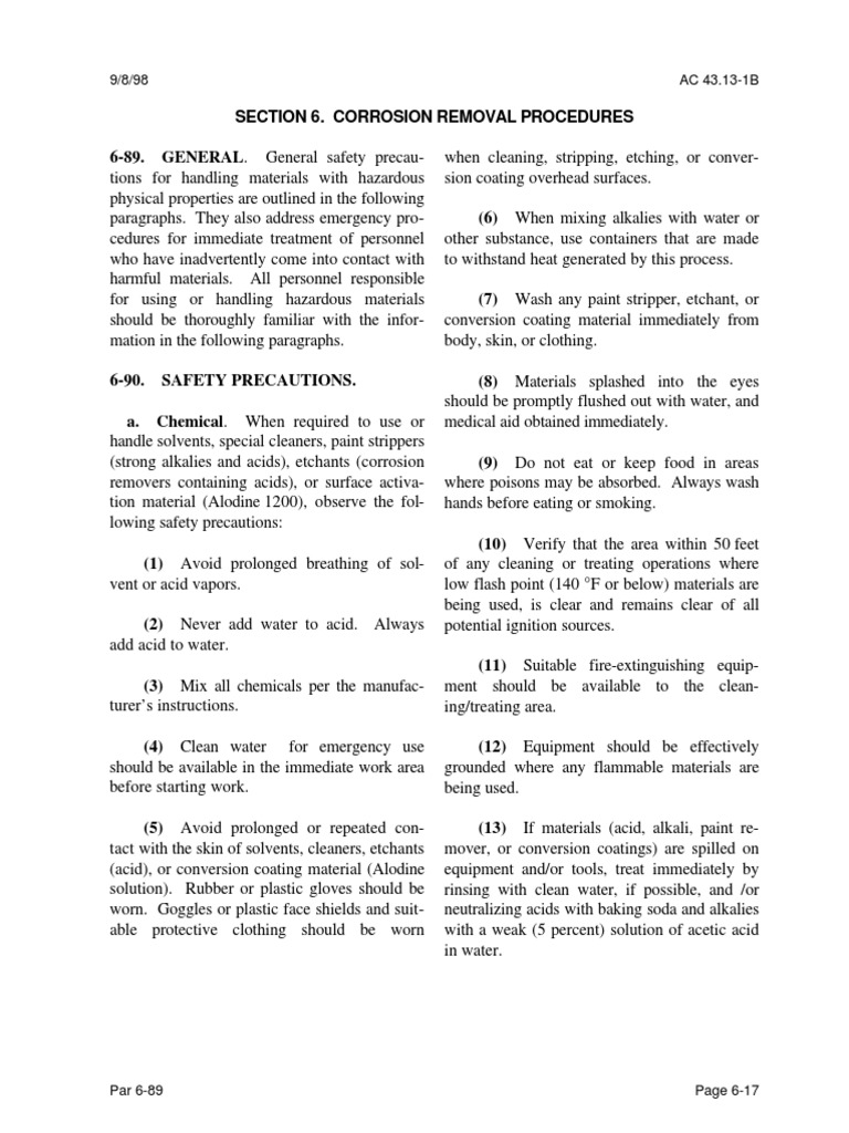 Corrosion Removal Safety Procedures | PDF | Corrosion | Water