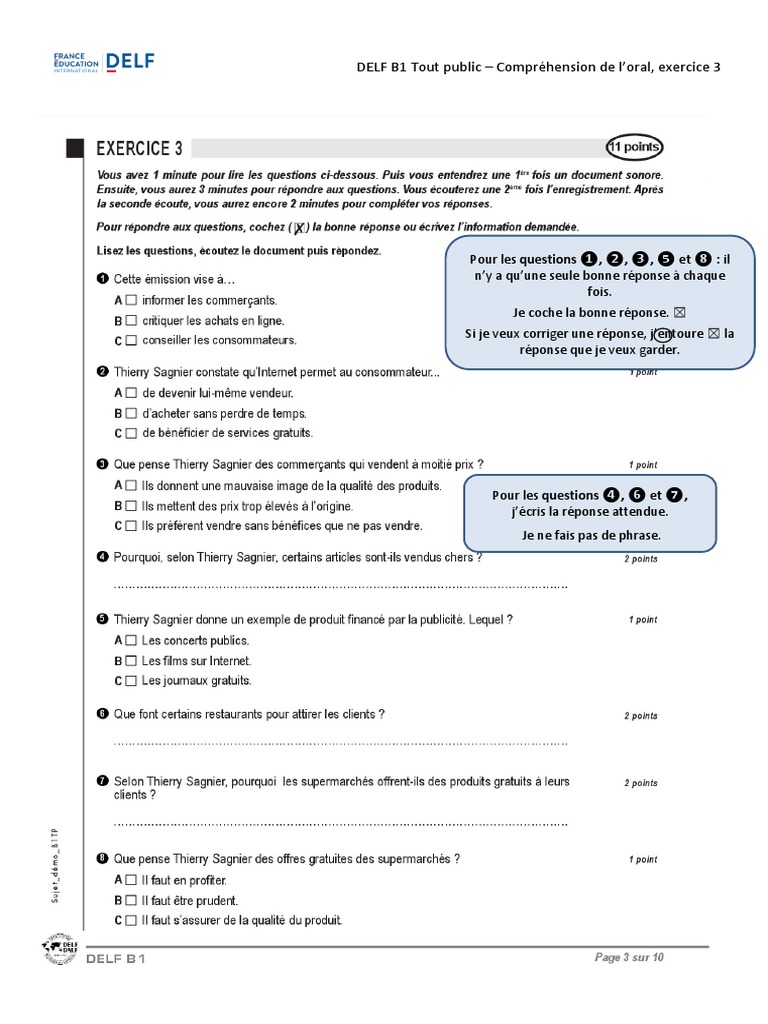 Delf b1 tout public coexercice 3 con pdf