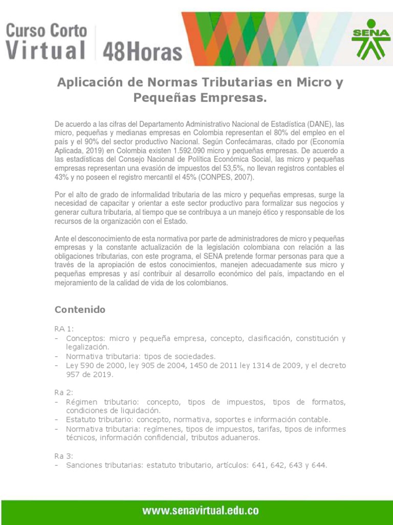 Aplicación de Normas Tributarias en Micro y Pequeñas Empresas | PDF ...