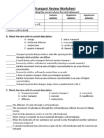 Cell Transport Review Worksheets