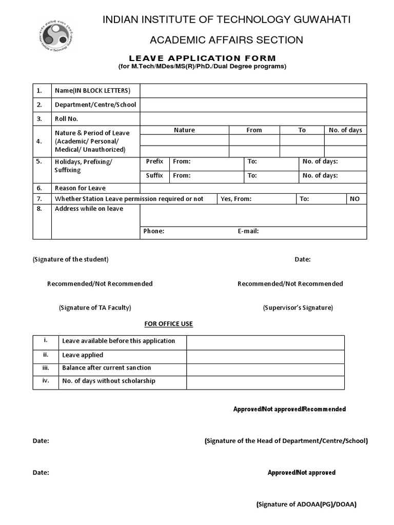 Leave Application Form | PDF