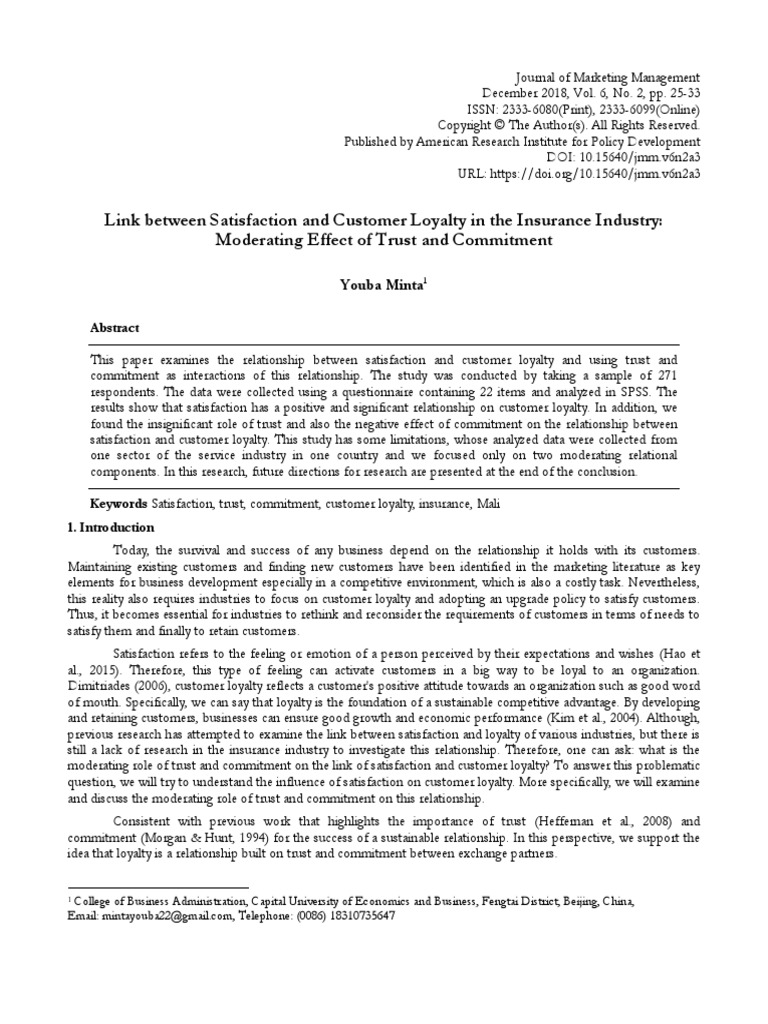 Link Between Satisfaction and Customer L | PDF | Customer Satisfaction ...