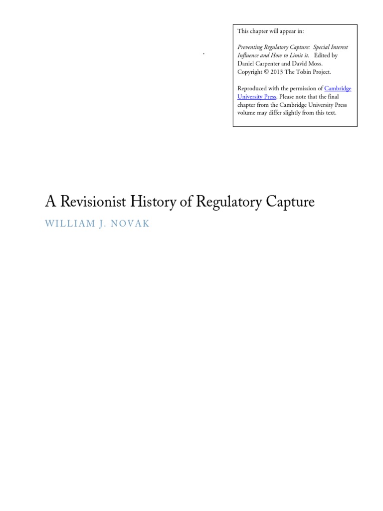 Novak Revisionist History of Regulatory Capture (1.13) PDF