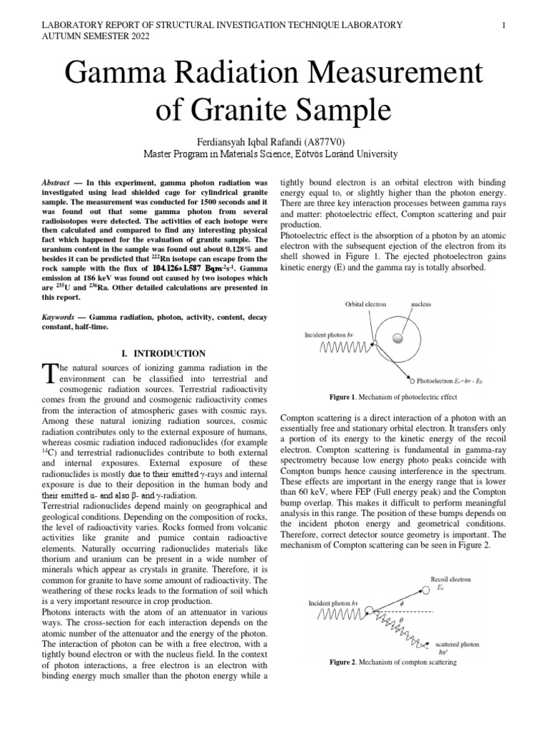 Gamma Spectroscopy (GAM) PDF Ionizing Radiation Gamma Ray