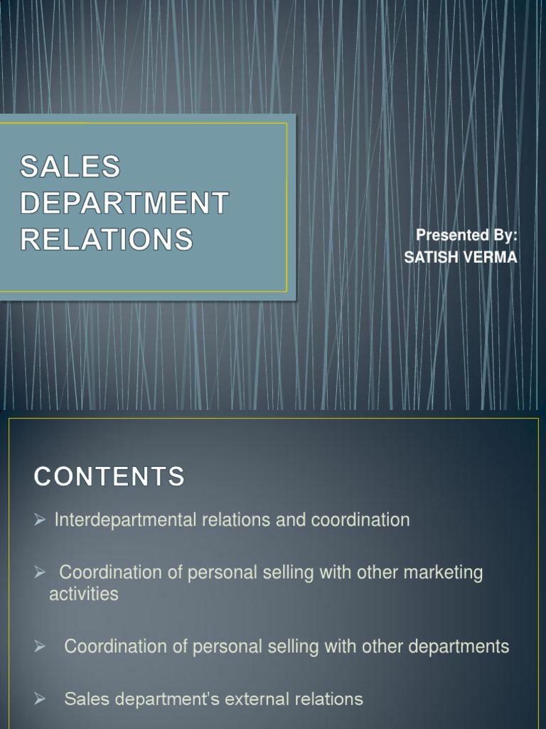 Sales Department Relations | PDF | Sales | Employment