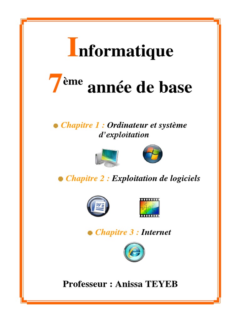 Cours d'informatique 7ème année | PDF | Système d'exploitation ...