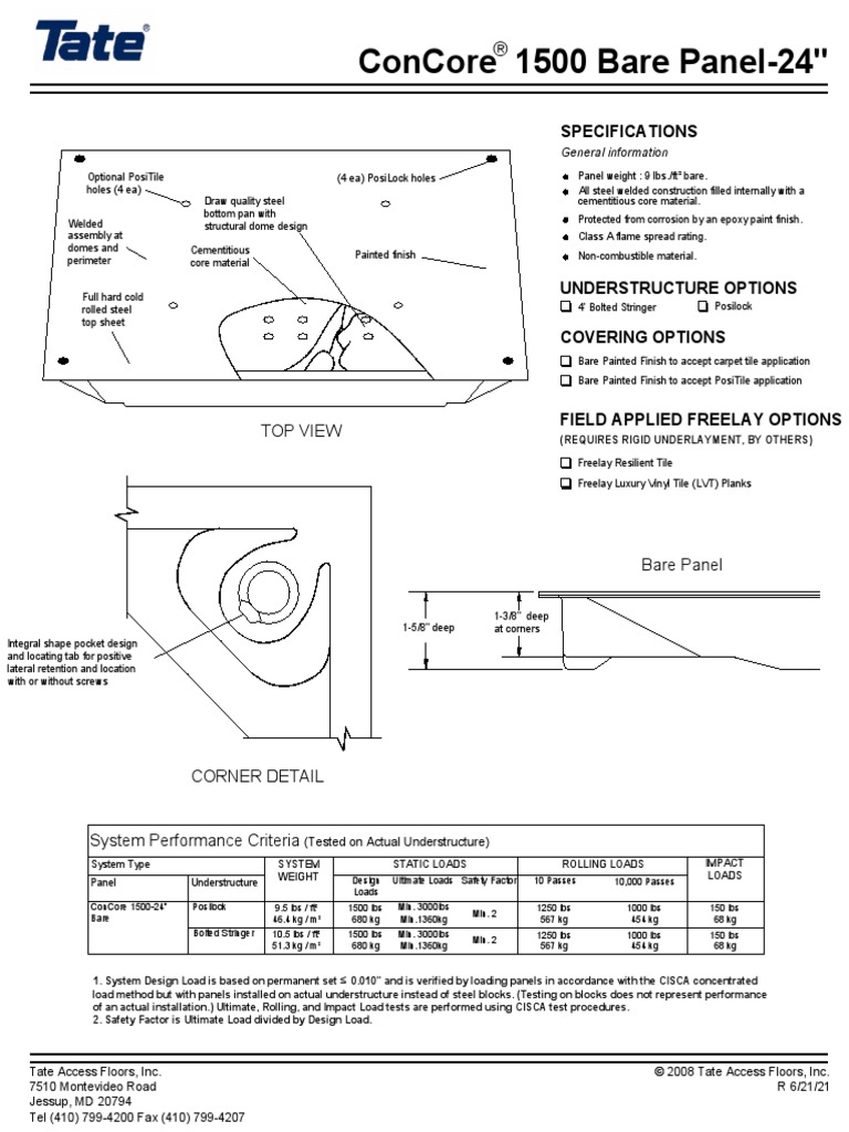 ConCore - 1500 - Panel Data Sheet 24in | PDF | Industrial Processes ...