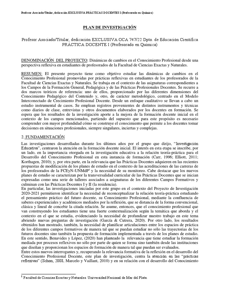 Prácticas Reflexivas en Formación Docente | PDF | Maestros | Plan de ...