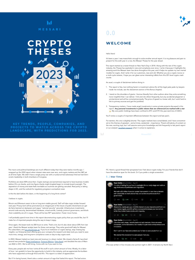 Messari Crypto Theses 2023 Pdf Cryptocurrency Market Economics