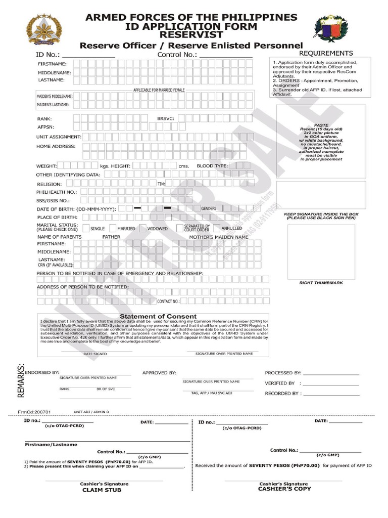 Form Afp Id | PDF