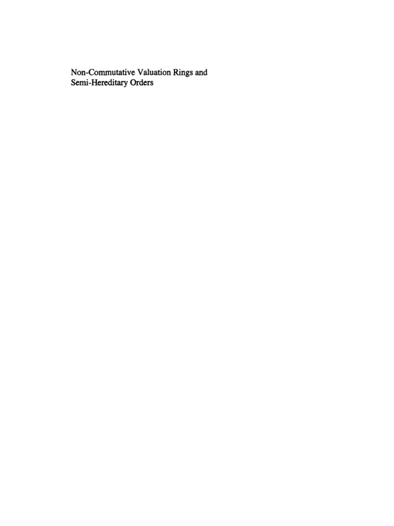 Non-Commutative Valuation Rings and Semi-Hereditary Orders | PDF | Ring ...