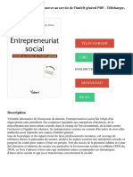 Entrepreneuriat Social - Innover Au Service de L'intérêt Général PDF - Télécharger, Lire