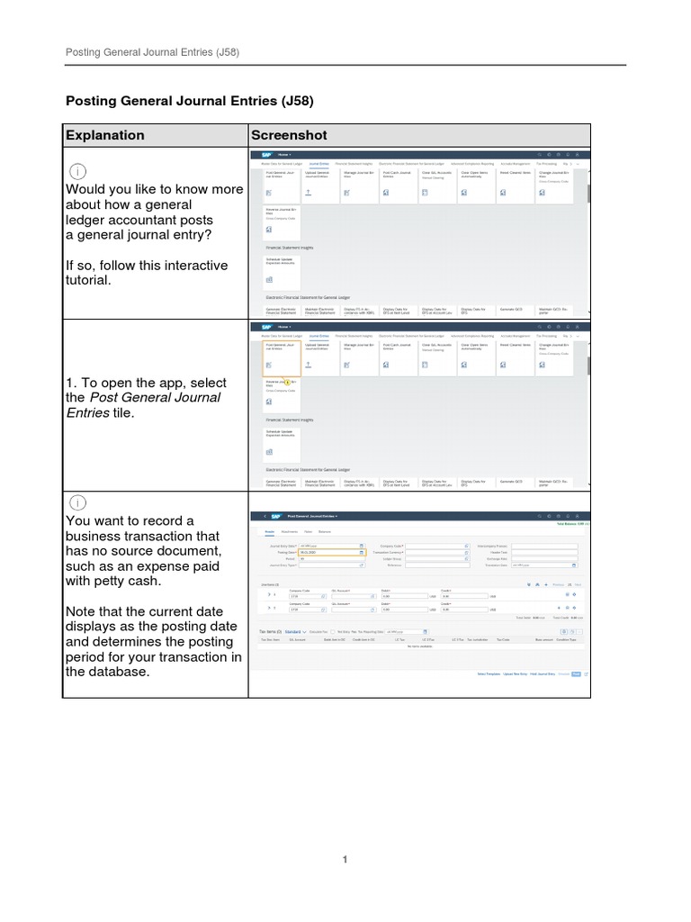 Posting General Journal Entries Tutorial | PDF | Debits And Credits ...