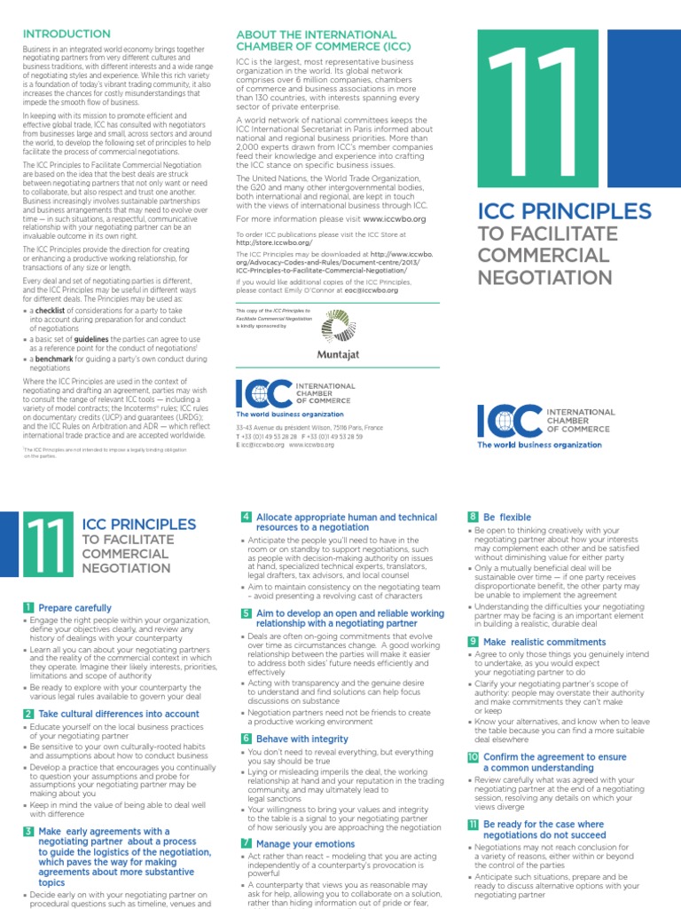 Icc Principles To Facilitate Commercial Negotiation Pdf Negotiation