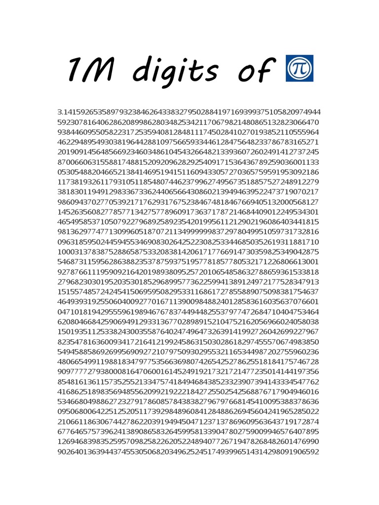 1 Million Digits of Pi | PDF