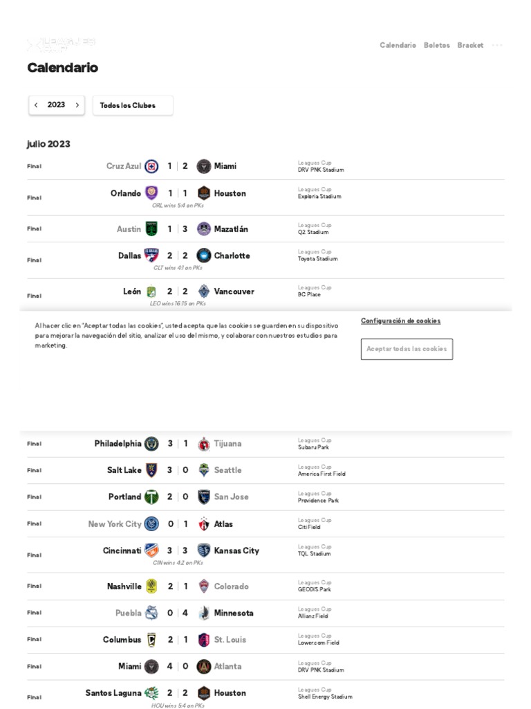 Calendario Leagues Cup PDF Major League Soccer Association
