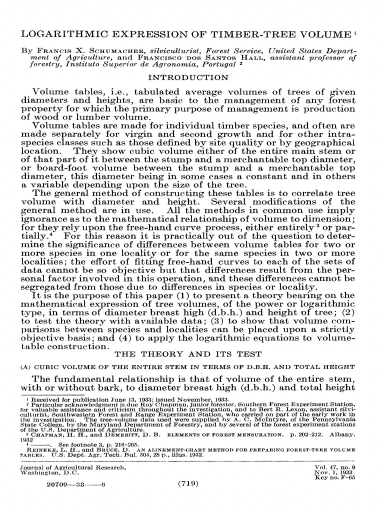 Logarithmic Volume of Timber Trees | PDF | Logarithm | Statistics