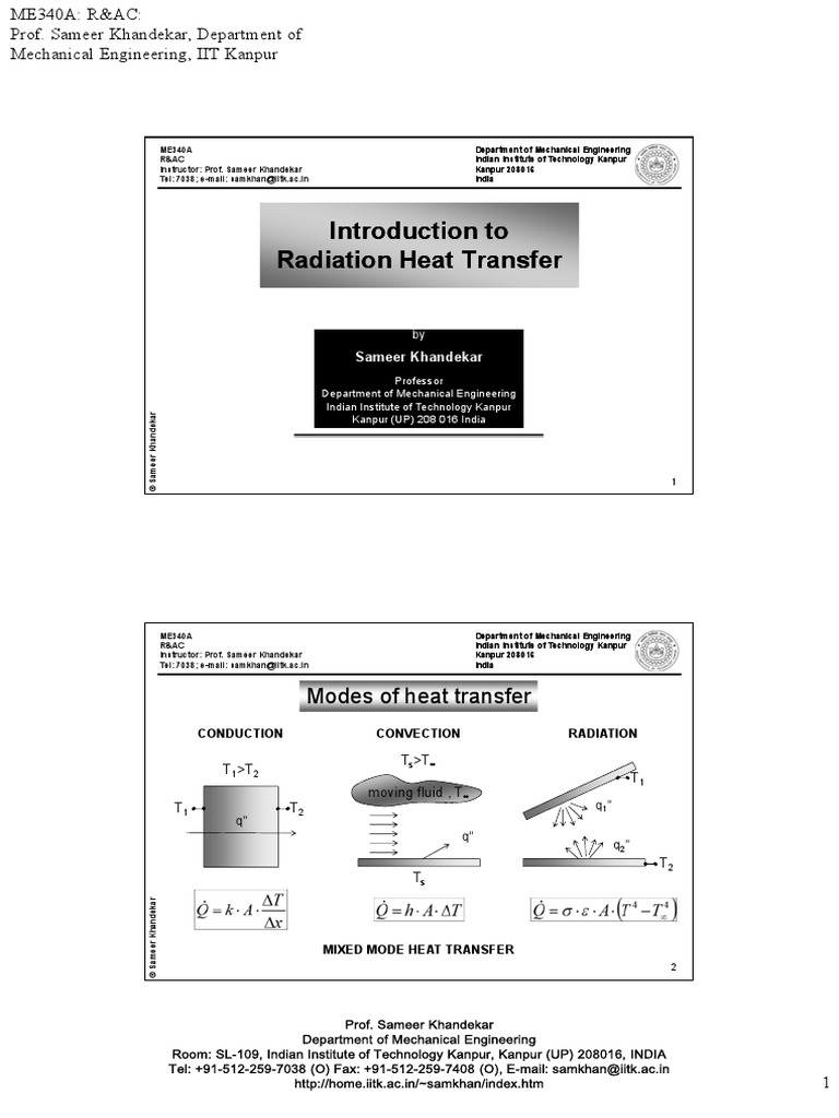 Lecture 21 Radiation Heat Transfer OK | PDF | Electromagnetic Radiation ...