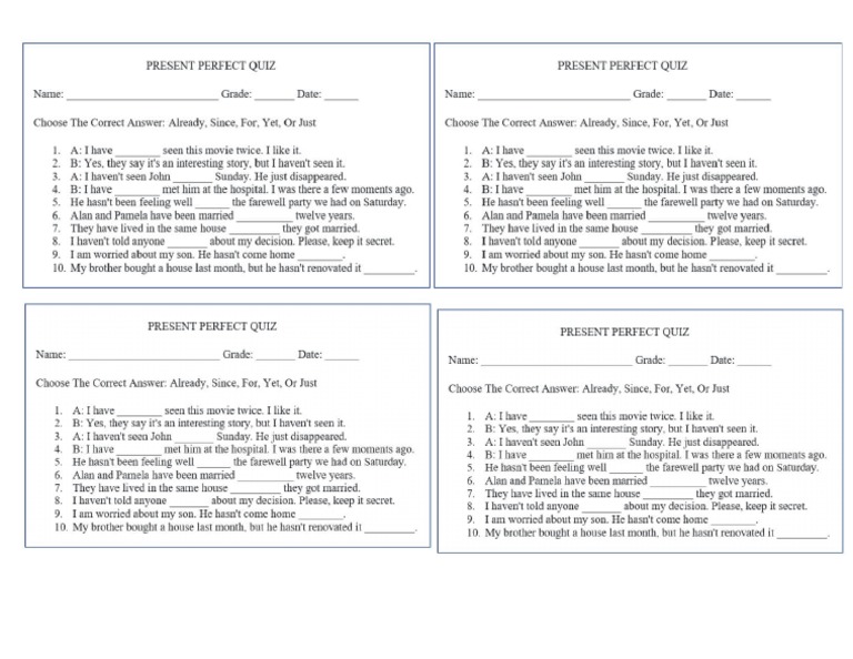 Quiz Present Perfect | PDF