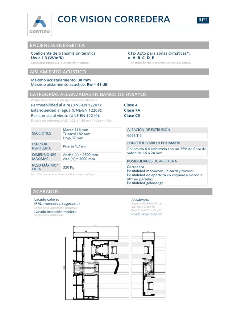 Cor Vision Corredera RPT | PDF | Materiales | Ingeniería de Edificación