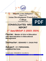 Group 2 211 Consolidated Written Report