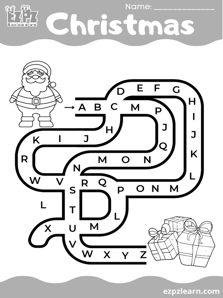 Grade 1 christmas abc maze pdf