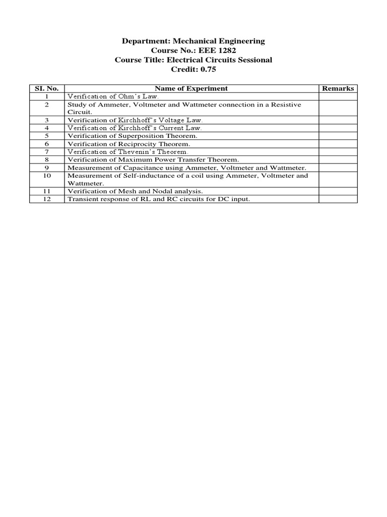 LAB Manual (EEE) PDF Capacitor Electrical Network