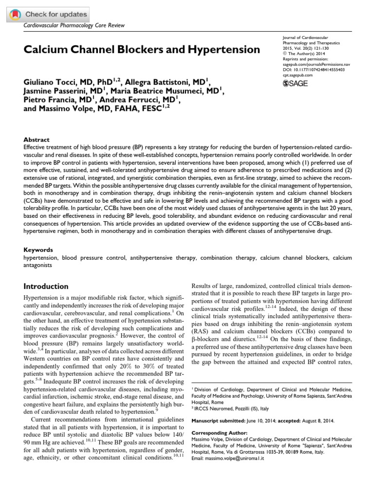 View of Calcium Channel Blockers and Hypertension | Download Free PDF ...