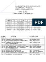 Time Table Mba Iv Sem Plain