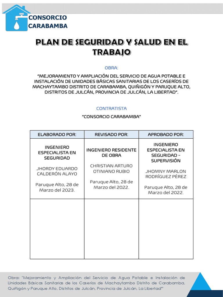 Plan de Seguridad y Salud en Obra de Agua | PDF | Riesgo | Valores